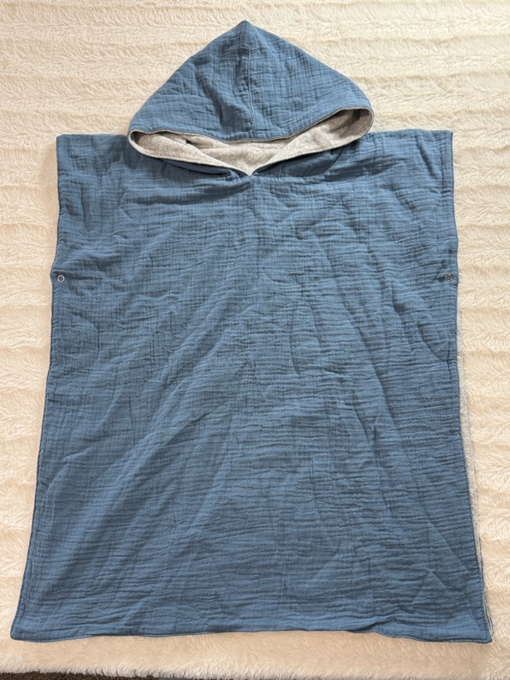 Big Little Universe Kids Blue & Grey Reversible Hooded Cotton Cover-Up NWOT